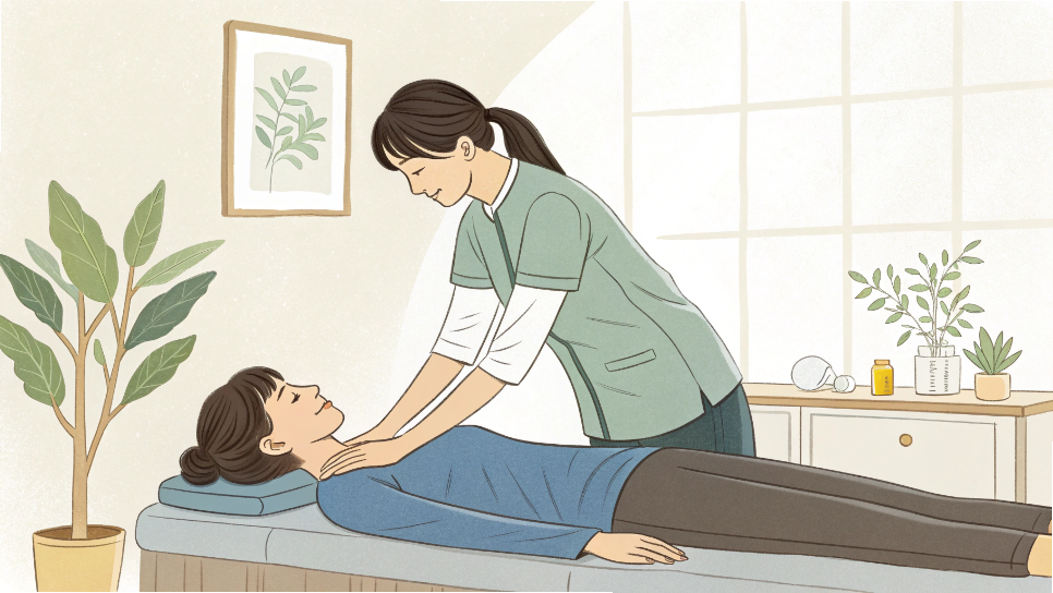 整体で姿勢や骨盤を整えている女性の様子