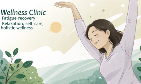 疲労回復とリラックスをイメージした整体院の健康イラスト