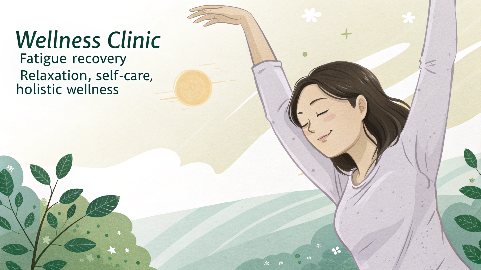 疲労回復とリラックスをイメージした整体院の健康イラスト