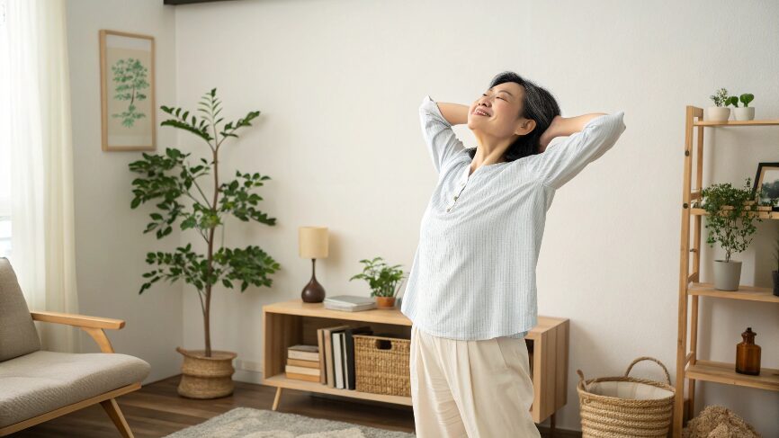 基礎代謝を上げてダイエット成功へ!整体師が教える体質改善のポイント 18 肩甲骨ストレッチをして基礎代謝を高める女性