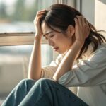 片頭痛に悩む女性のイメージ写真