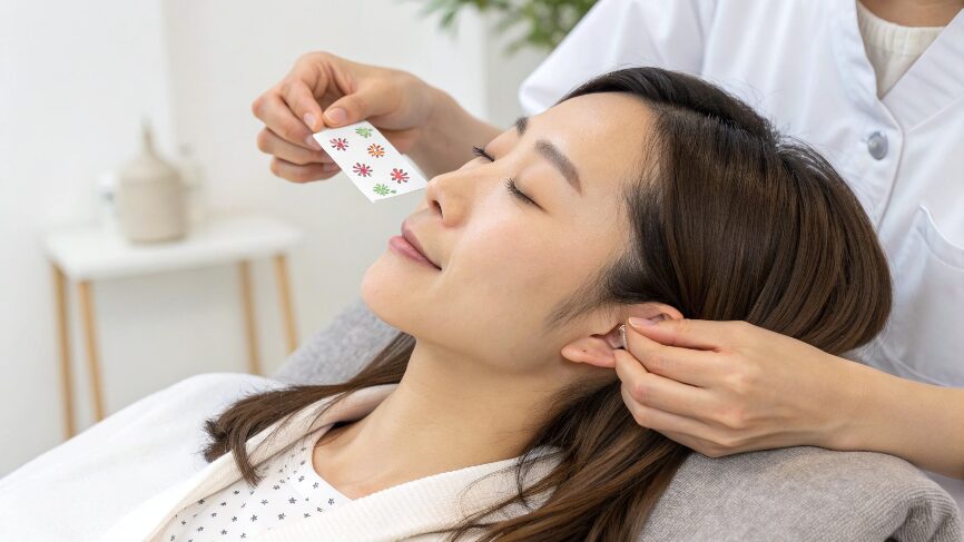 基礎代謝を上げてダイエット成功へ!整体師が教える体質改善のポイント 17 耳つぼダイエットの施術イメージ