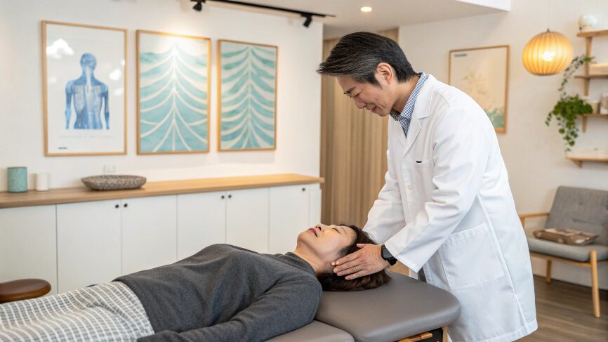 片頭痛を改善するには?整体と東洋医学の力で根本ケア 20 整体で首を調整する施術風景