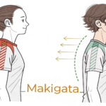 横から見た姿勢の悪い女性（肩が前に出て猫背気味）