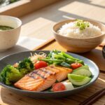 自律神経を整える食事例（魚、野菜、発酵食品を含む和食の献立）