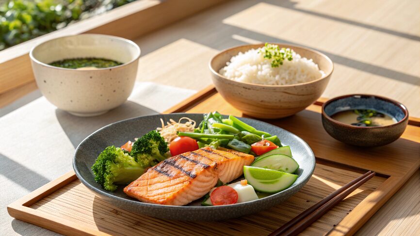 自律神経を整える食べ物と栄養素|栄養学でわかる実践的な食事法 1 自律神経を整える食事例(魚、野菜、発酵食品を含む和食の献立)