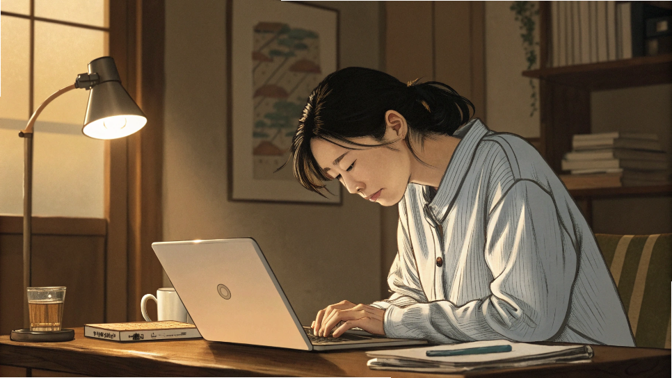 酸素不足による血流低下のイメージ図（肩や背中を中心に）