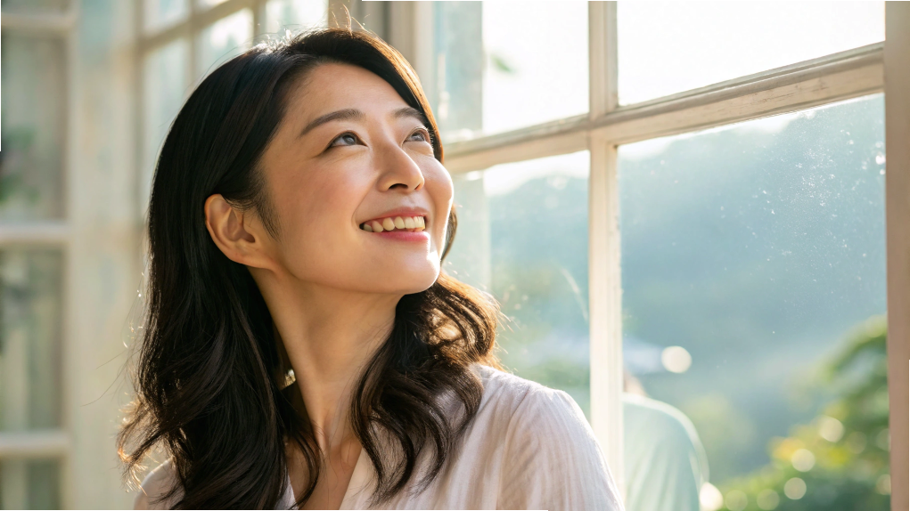 リンパケア後にスッキリした女性