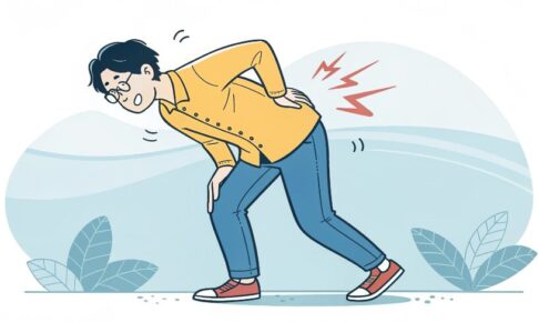 腰痛に悩む男性のイラスト