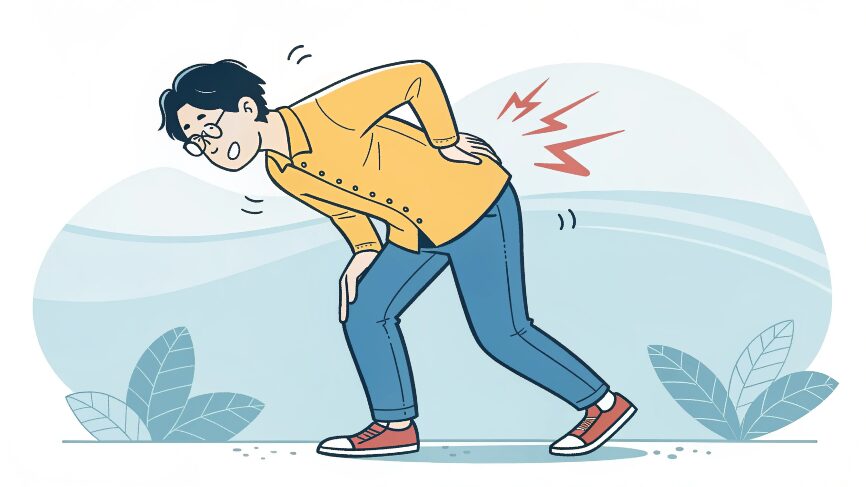 腰痛に悩む男性のイラスト