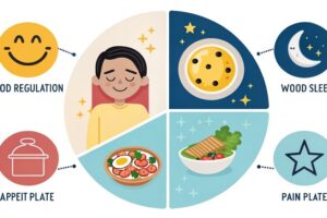 セロトニンを増やすイメージした幸せホルモンのイラスト