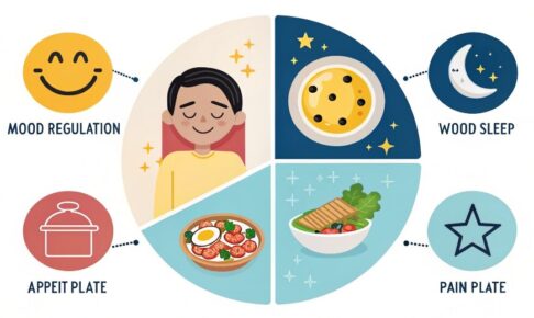 セロトニンを増やすイメージした幸せホルモンのイラスト