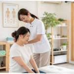 肩こり・腰痛に悩む人が整体を受けているシーン
