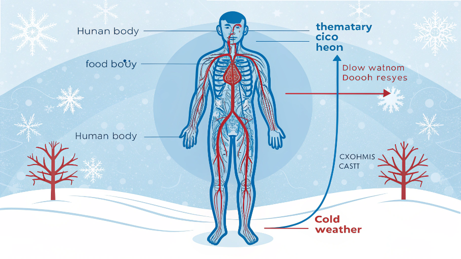 急に寒くなってきた今こそ注意!冷えと血流低下を防ぐ〈整体×吸い玉〉の力 17 冷えによる血管の収縮と血流低下を示す図解