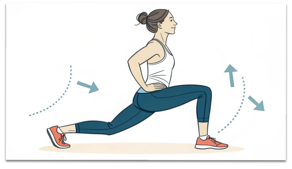 腸腰筋を伸ばす反り腰改善ストレッチのイラスト。