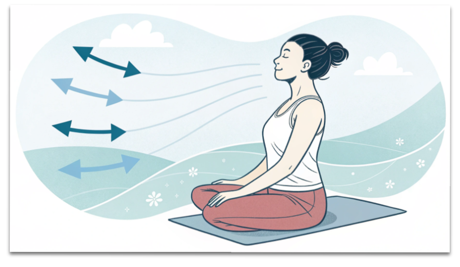 冬はなぜ疲れが抜けない?筋肉のこわばり・睡眠質・自律神経の正しいケア方法 13 4秒吸って6秒で吐く「横隔膜呼吸」の方法をわかりやすく表した自律神経を整える呼吸法の図。