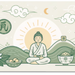 現代人のための養生術|睡眠・食事・運動を整える3つの黄金ルール 16 養生をテーマにした、睡眠・食事・運動をイメージした柔らかい印象のイラスト