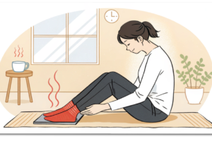 足先の冷えを根本からリセット|整体師が教える“ふくらはぎ×ツボ”温活メソッド 17 足先の冷えを改善する温活ケアをイメージした整体院ブログ用アイキャッチ画像