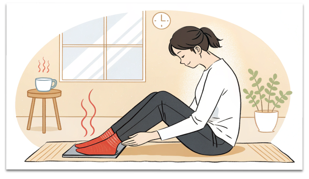 足先の冷えを改善する温活ケアをイメージした整体院ブログ用アイキャッチ画像