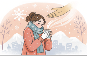 八王子の冬の寒さに凍える女性・冷え性対策