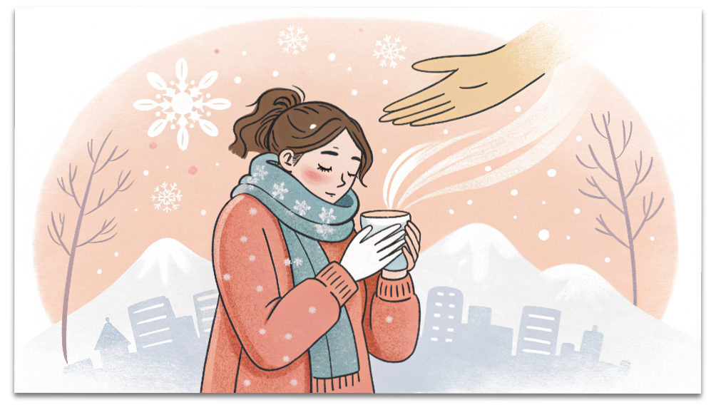 女性に多い「冬の冷え性」対策完全ガイド|整体と吸い玉で基礎体温を上げる方法 1 八王子の冬の寒さに凍える女性・冷え性対策