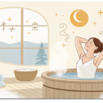 冬はなぜ疲れが抜けない?筋肉のこわばり・睡眠質・自律神経の正しいケア方法 16 冬の疲れが抜けない原因(冷え・筋肉のこわばり・睡眠の質・自律神経)を表現した女性向けのイラスト。温め・ストレッチ・睡眠改善・呼吸法を象徴するデザインのアイキャッチ。