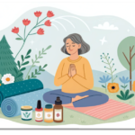 その不調、一人で悩まないで。更年期の心と体を「幸年期」に変えるセルフケアの知恵 11 更年期の不調を和らげる自律神経の整え方。八王子のさわい整体院が教える、ツボ押しや薬膳などの優しいセルフケアのイメージ。