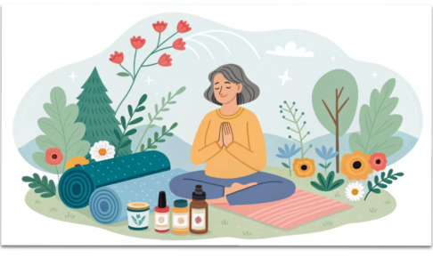 更年期の不調を和らげる自律神経の整え方。八王子のさわい整体院が教える、ツボ押しや薬膳などの優しいセルフケアのイメージ。