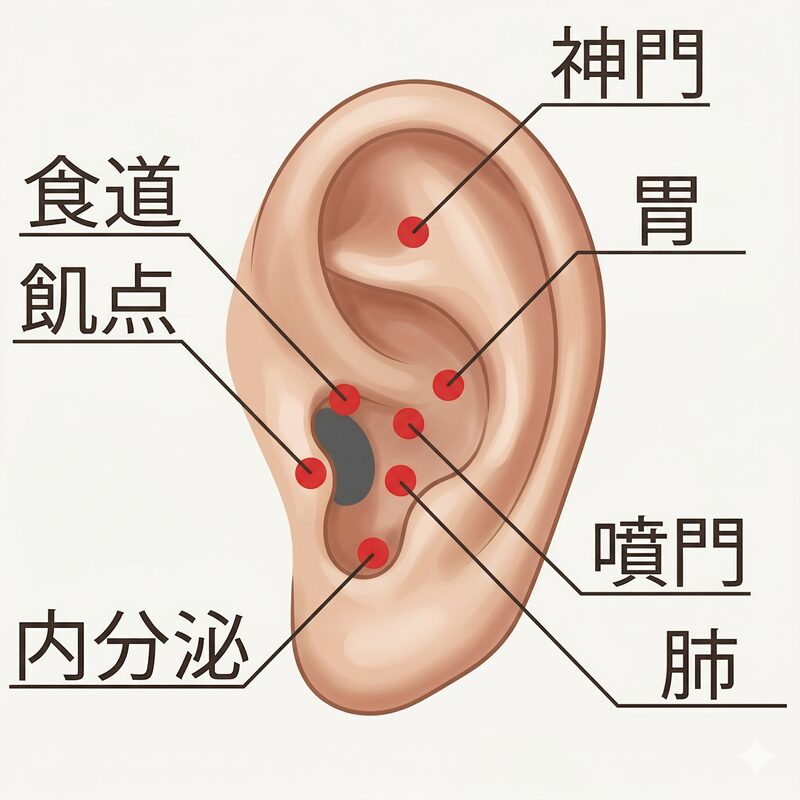 耳つぼの位置図