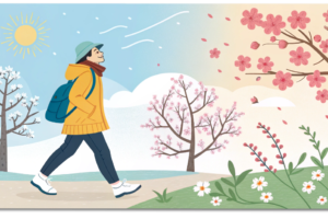 春の柔らかな日差しが差し込む八王子の風景とリラックスした雰囲気