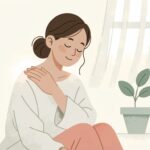 肩こりの女性のイラスト