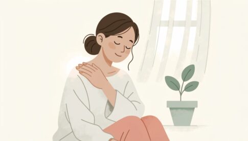 肩こりの女性のイラスト